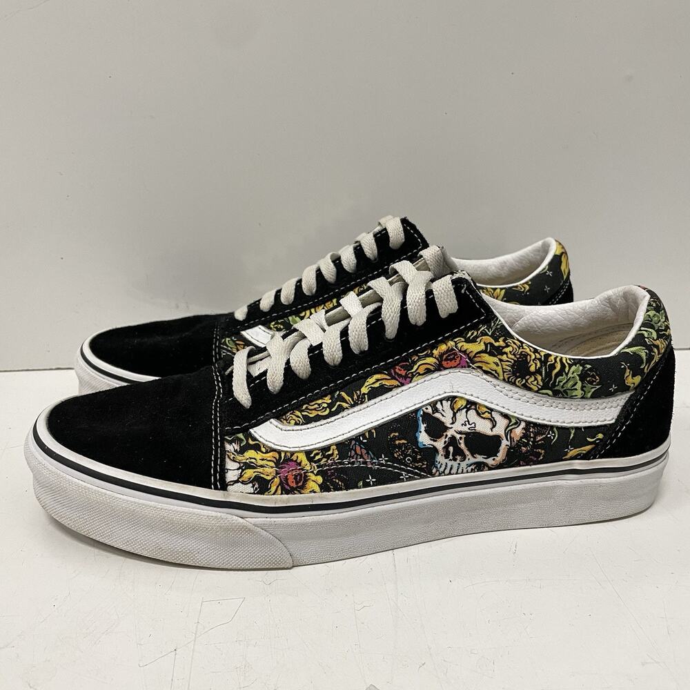 Vans Old Skool Men’s 9.5 Beauty Skull Black True White Canvas Suede Skate Shoes